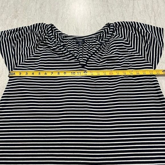 Chaps Ralph Lauren V Neck Navy Blue White Striped Nautical Top Women’s Size 2X - Picture 12 of 16